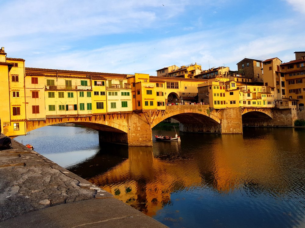 The Ponte Vecchio over the Arno at golden hour