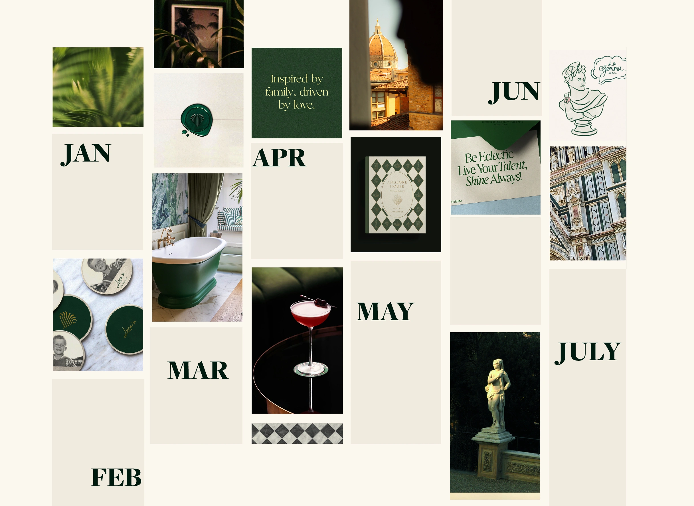 The 2026 cultural calendar moodboard of Florence events, month by month
