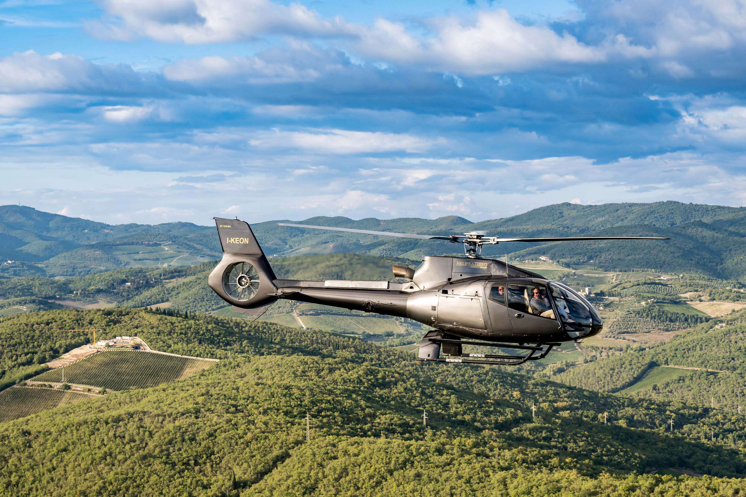 A private helicopter over Tuscany